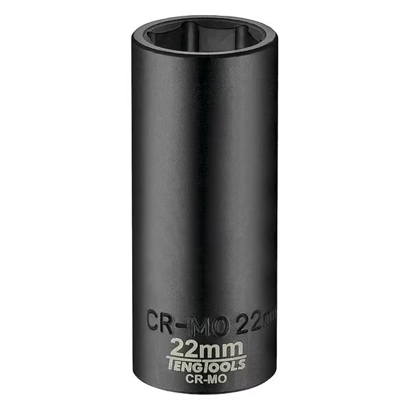 22MM 1/2 Inch Drive ANSI 6 Point Metric Deep Chrome Molybdenum Impact Socket, Teng Tools, Mfr#: 920622AN